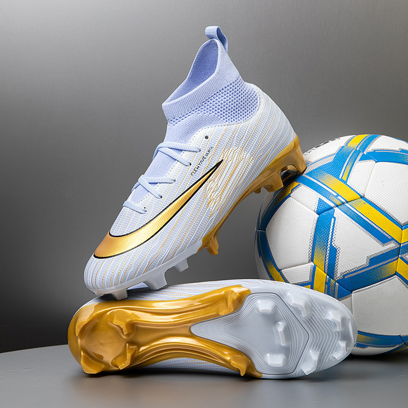 Zapatillas de Fútbol de Cuello Alto para Niños TF y AG TPU y Caucho Transpirable para Césped