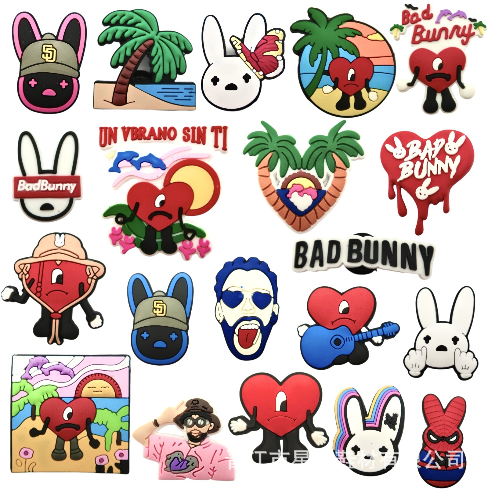 Bad bunny series Crocs Shoeshine Buckles Decorative buckle PVC Soft glue Shoes parts Cross border wholesale