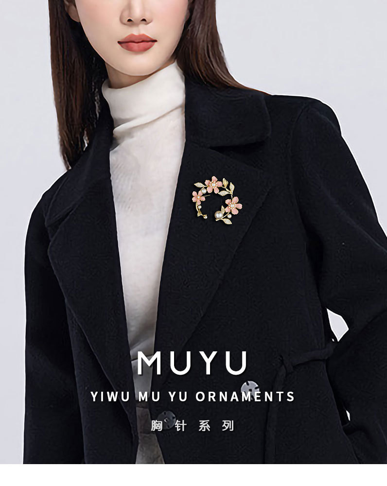 森系时尚优雅花环胸针小众轻奢风个植物花卉别针新品超