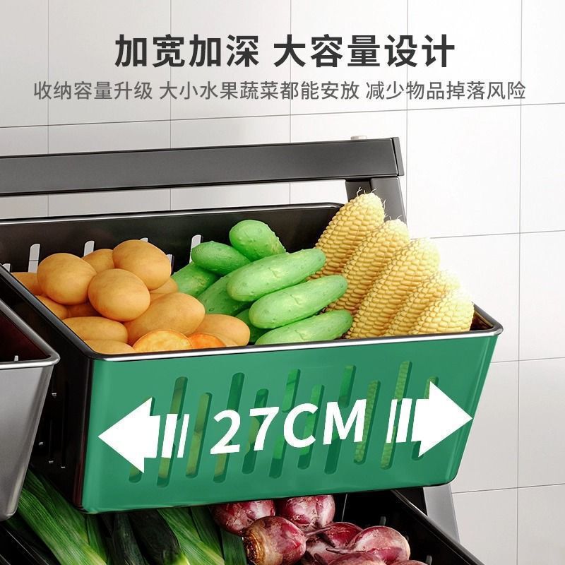 厨房置物架落地多层菜篮子家用小推车零食收纳筐果蔬菜架子储物架|undefined