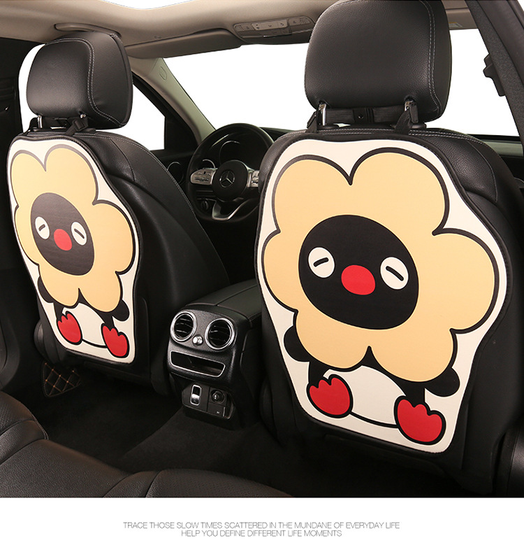 Penguin Cute Lady Cartoon Car Seat Back Anti-Kick Pad Universal Car Seat Anti-Stain Pad Anti-Dirt Pad for Back Seat