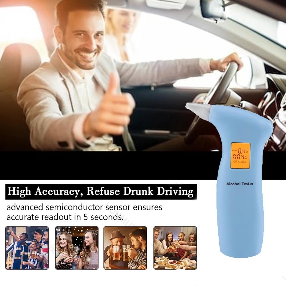 英文版测酒驾 酒精测试仪配12个吹嘴便携式酒驾测试 酒精监测器仪