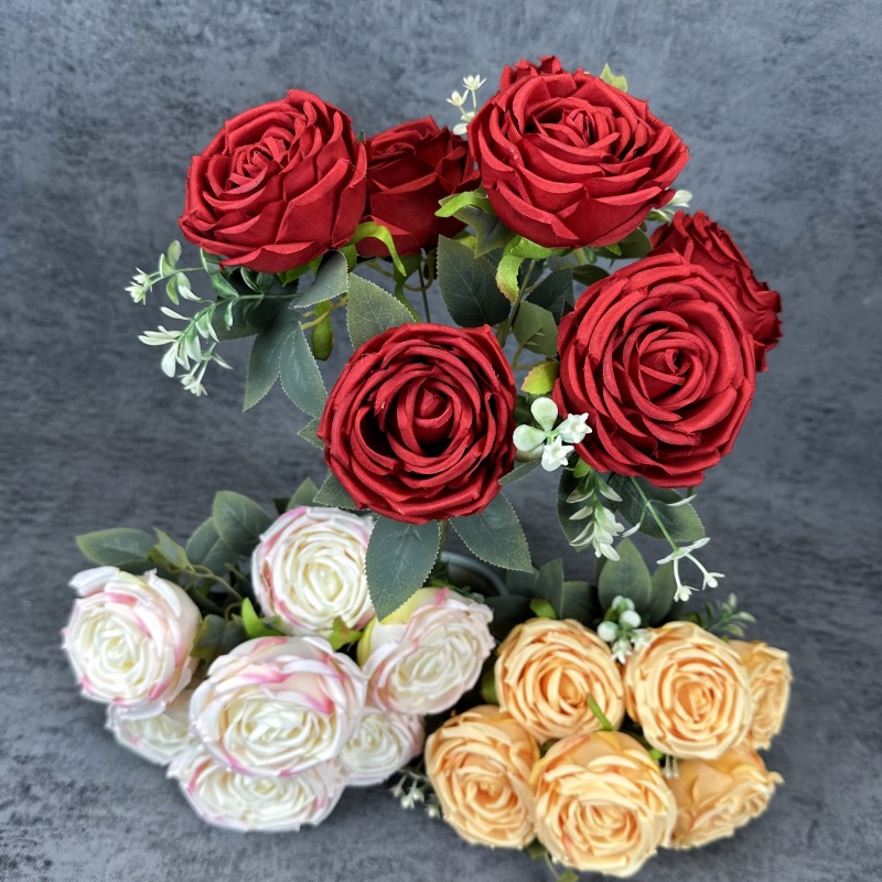 Artificial 7-cabeza imperial concubina Rose boda decoración del hogar flor de seda novia con flor tiro accesorios flor falsa al por mayor