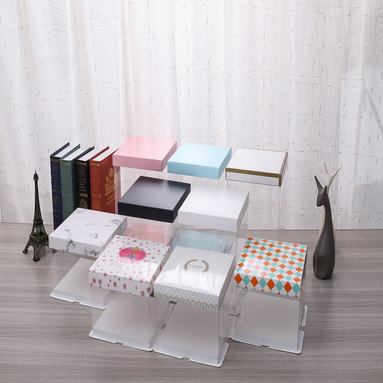 厂家现货批发4寸透明蛋糕盒白色6寸蛋糕盒12寸14寸加高透明蛋糕盒