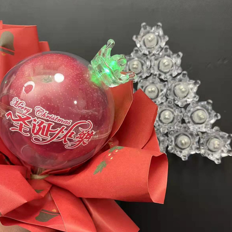 Crystal brillante corona de Navidad Nochebuena con accesorios de pastel con regalos de materiales de flores de flores