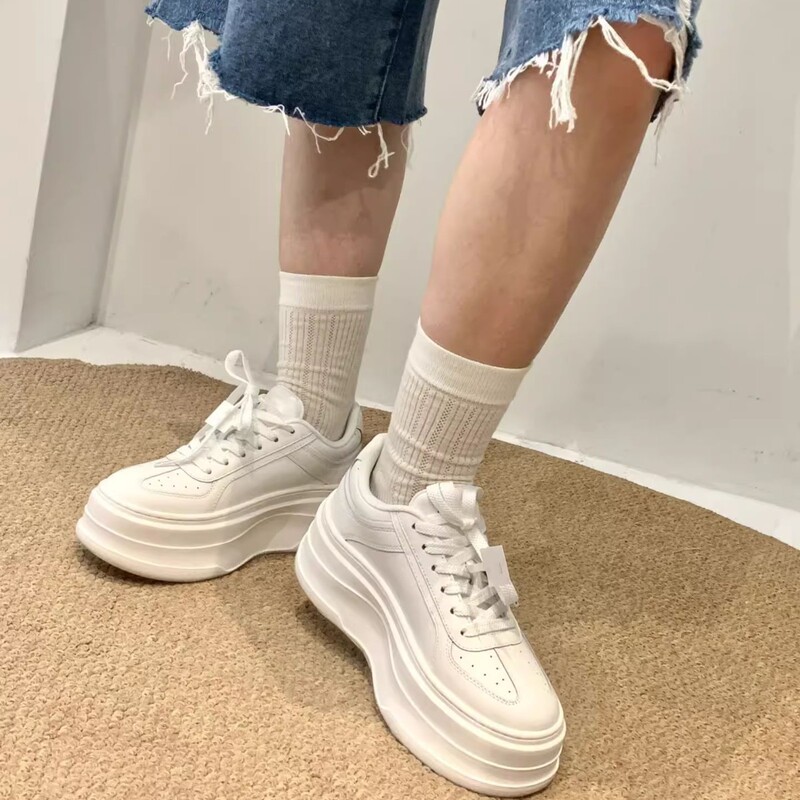 赵露思同款An厚底矮个子小白鞋女真皮增高厚底松糕鞋百搭休闲鞋潮|undefined