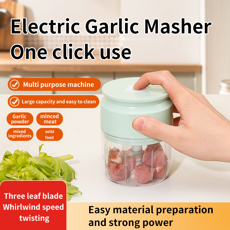 Household Mini Garlic Electric Garlic Grinder Toddler Food Supplement Grinder Cooking Meat Grinder Garlic Masher Vegetable Cutter