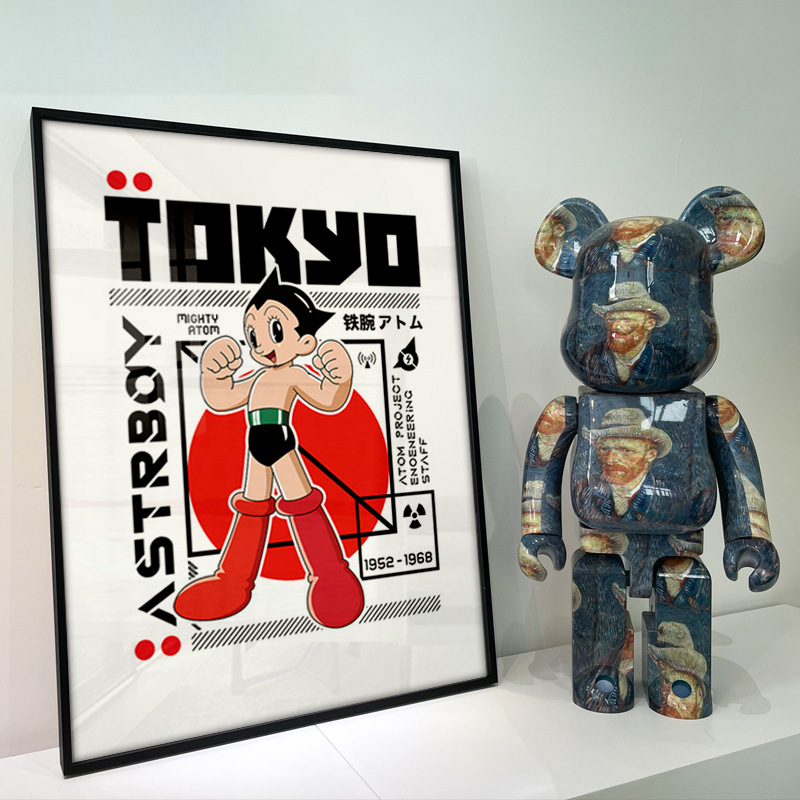 小紅書アトム装飾画寝室机児童室掛け画直播間ネット赤ミルクティー店装飾画