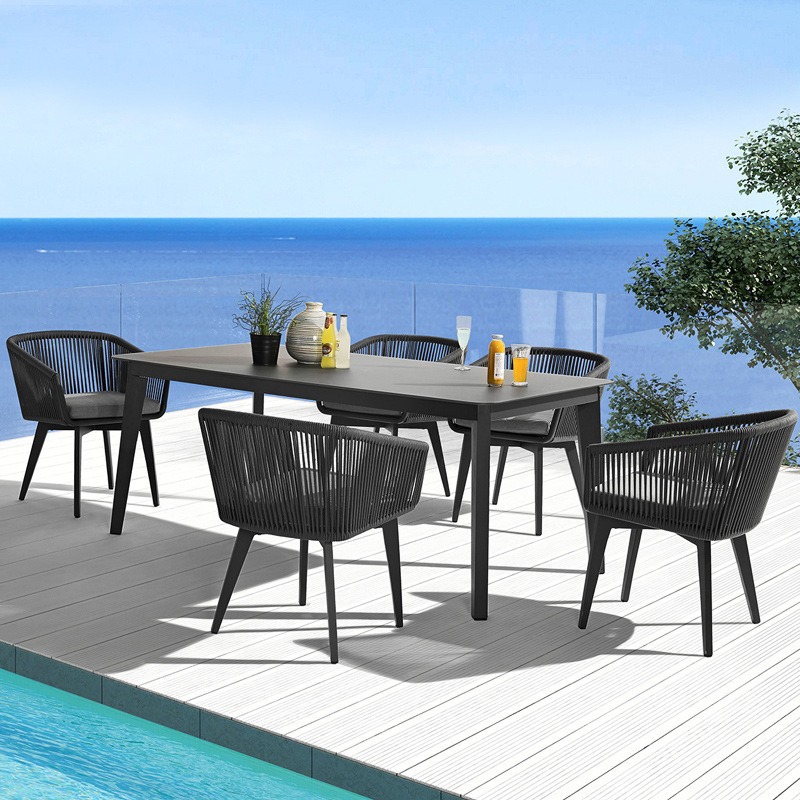 Sofá al aire libre patio al aire libre jardín balcón ocio al aire libre caña sofá mesa de té combinación impermeable protección solar alojamiento residencial