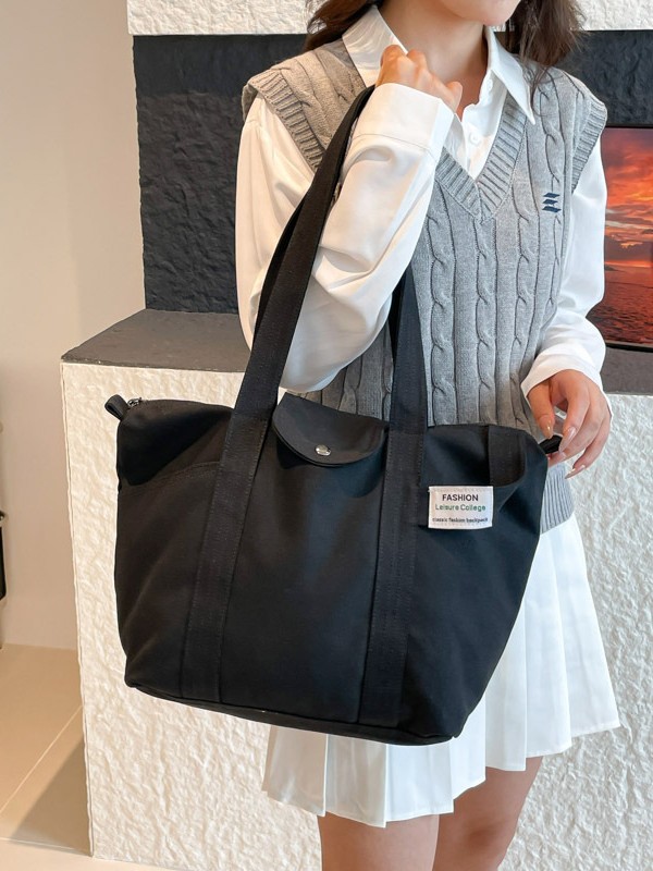 Bolsa de brazo coreana de viento perezoso para mujeres 2025, nuevo bolso simple, bolsa de hombro de gran capacidad, bolsa de lona casual