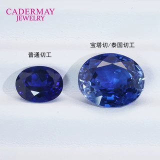 宝塔切工人工培育合成椭圆培育蓝宝石蛋形蓝宝石泰国切工裸石批发