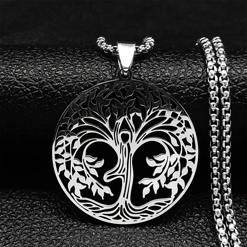Stainless Steel Tree of Life DIY Jewelry Titanium Steel Necklace Wholesale Necklace Women's Yoga Therapy Spiritual Necklace Stainless Steel Tree of Life DIY Jewelry Titanium Steel Necklace Wholesale Necklace Women's Yoga Therapy Spiritual Necklace
