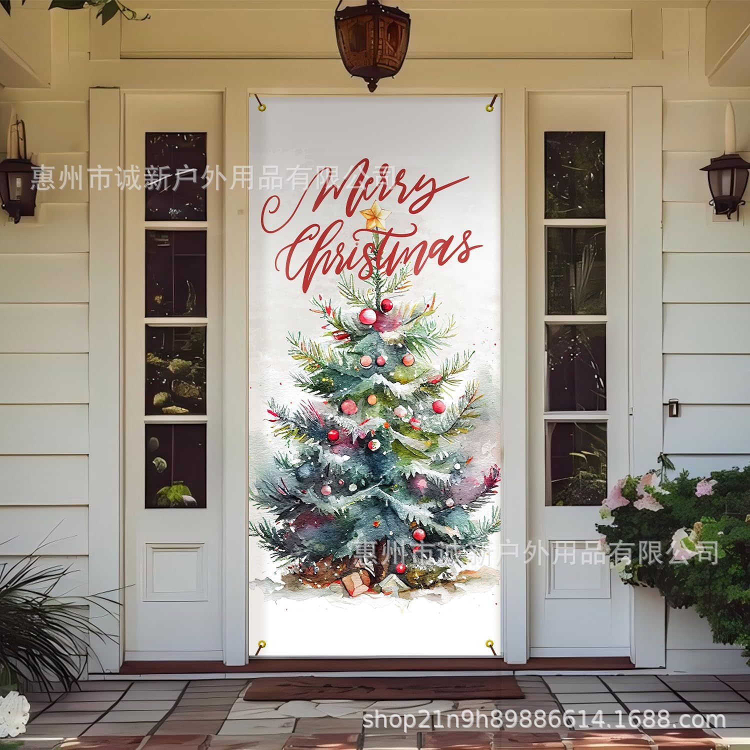 Amazon crossover nueva cubierta de puerta de Navidad cubierta de puerta de Santa Claus fiesta festiva ambiente tela de fondo al por mayor