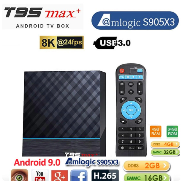 Foreign trade set-top BOX T95MAX + Android 9.0 S905X3 dual-frequency WIFI Bluetooth 4K HD playback TV BOX