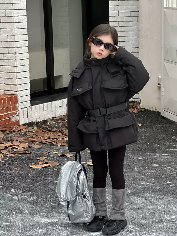 Winter brace with hood, children's down jacket