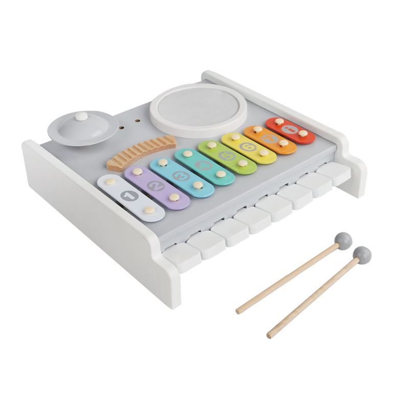 (2개) 국경 간 나무 피아노 음악 스테이션 장난감 어린이 다기능 악기 유치원  의 교육 조기 교육 타악기 드럼