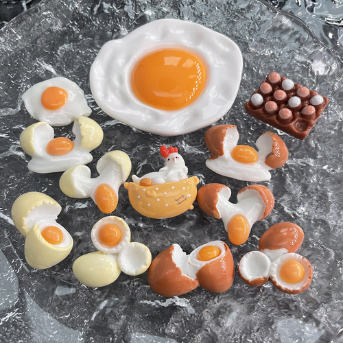 Egg Omelette Simulation Food Toy Resin Decorative Accessory DIY Phone Case Cream Adhesive Handmade Hairpin Small Sticker