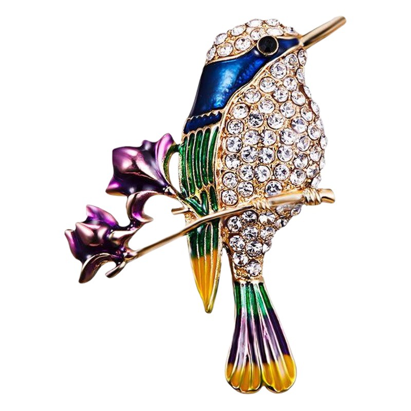 Europa y América nueva moda lindo rama flor pájaro broche salvaje aleación animal pecho adornos en stock al por mayor