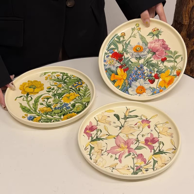 Especially Beautiful High-End Ceramic Plates for Home Use, 2025 New Model Fruit Plates, Small Exquisite Dessert Plates, Trays
