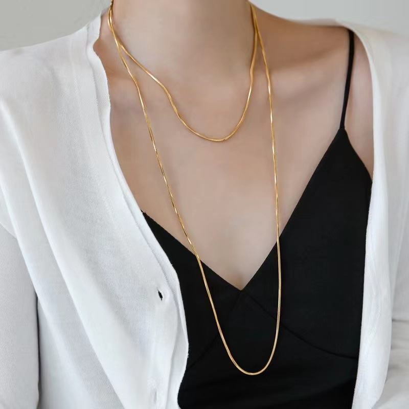 Fashion Solid Color Titanium Steel Plating Layered Necklaces 1 Piece display picture 3