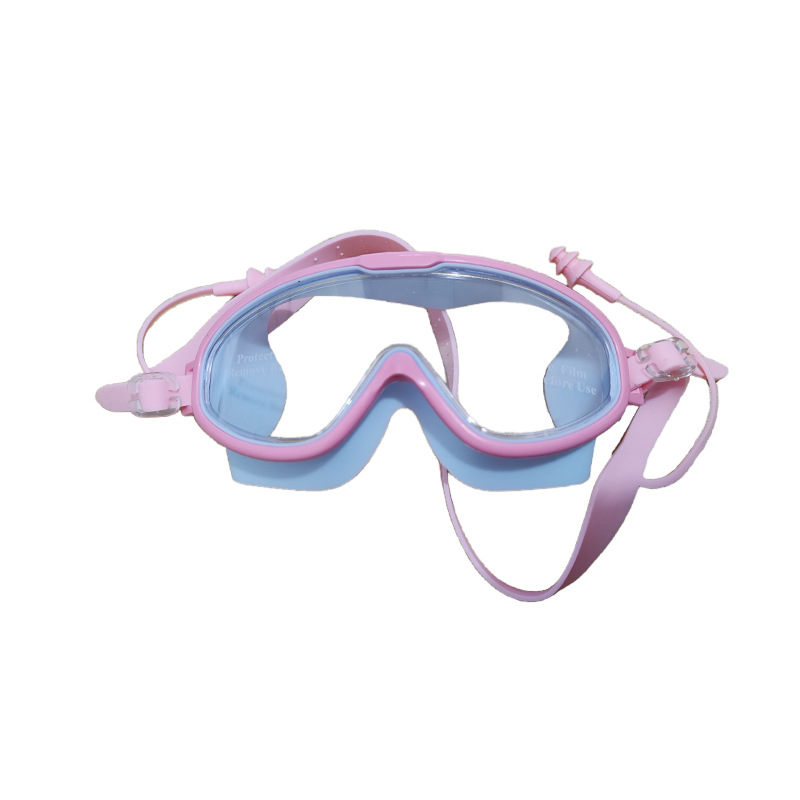 Pink large frame swimming goggles