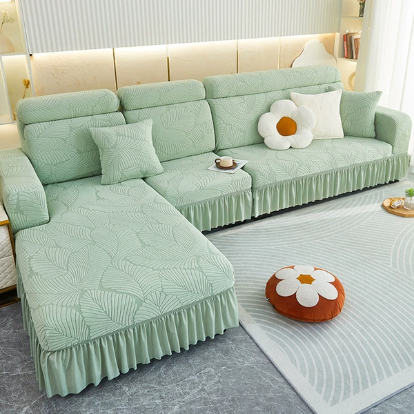 Leaves-mint green☆Carved velvet factory direct sales are more affordable