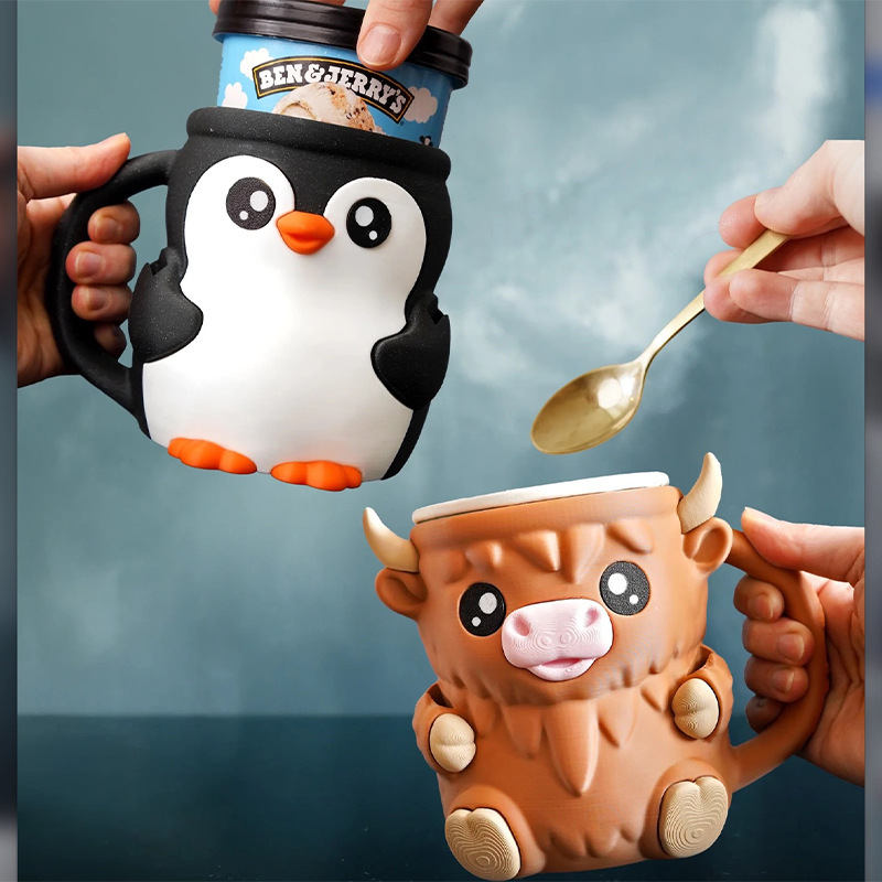 跨境Highland Cow Ice Cream Pint Rack可爱的高地牛冰淇淋品脱架|undefined