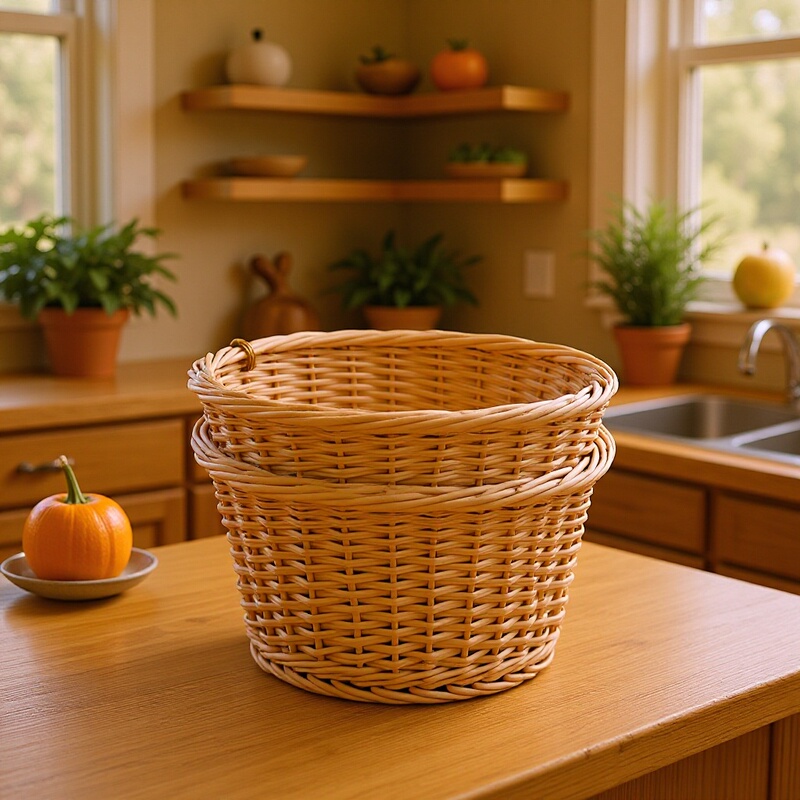 Straw Wicker factory specializes in producing straw wicker basket home decoration wicker basket garbage basket hand-woven