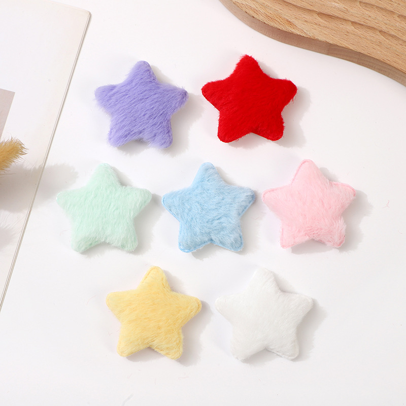 DIY饰品配件甜美秋冬仿兔毛5厘米五角星发儿童发夹发箍服装材料