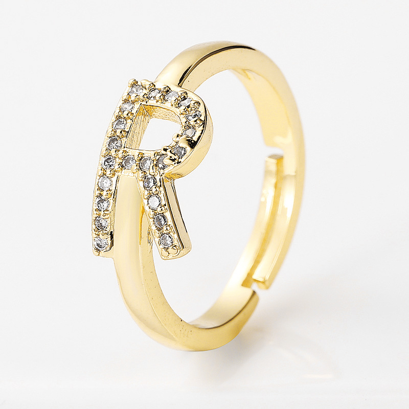 wholesale jewelry 26 English alphabet copper ring Nihaojewelrypicture9