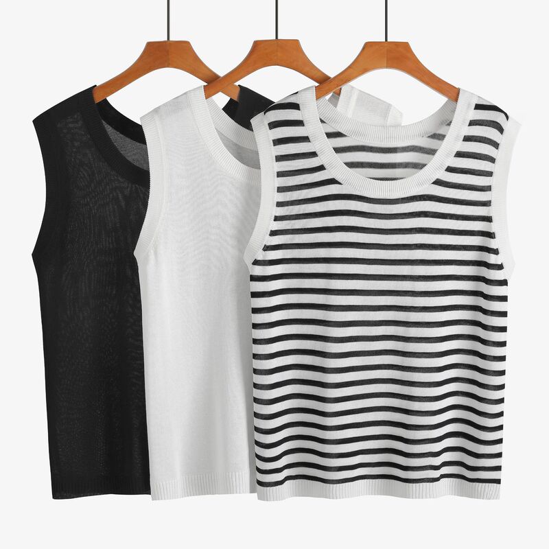 Add fat plus size American retro vest U-neck sweater women's spring and summer new slim hot girl bottoming shirt 110.00kg