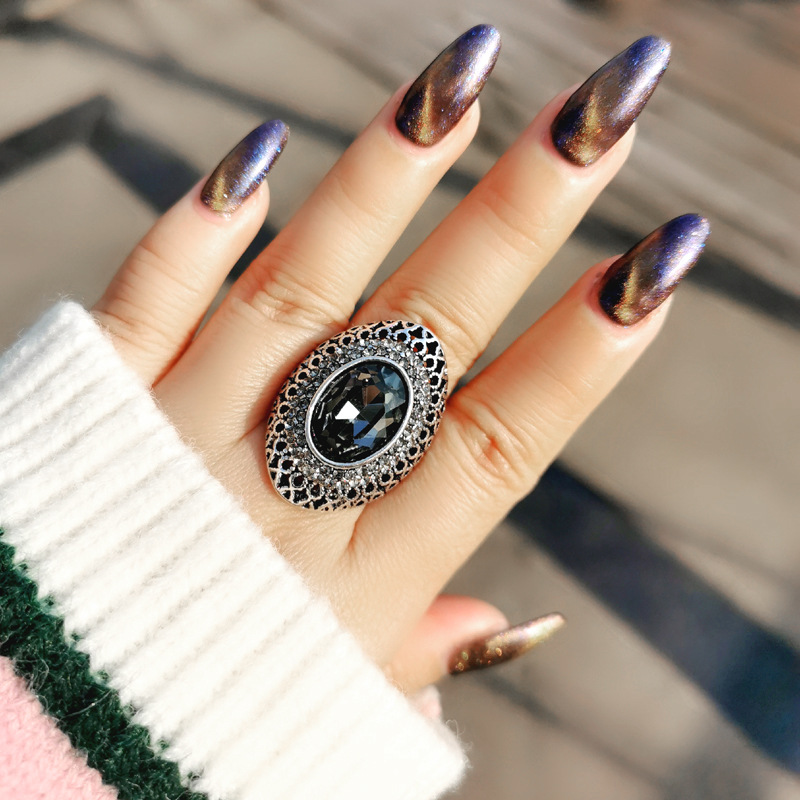 1 Piece Retro Grid Alloy Plating Inlay Zircon Womenu0027S Rings