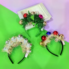 クリスマスカラーボール髪フープクリスマスツリー羽糸祭りショー小道具子供の髪飾り発光フラッシュヘッドフープ卸売