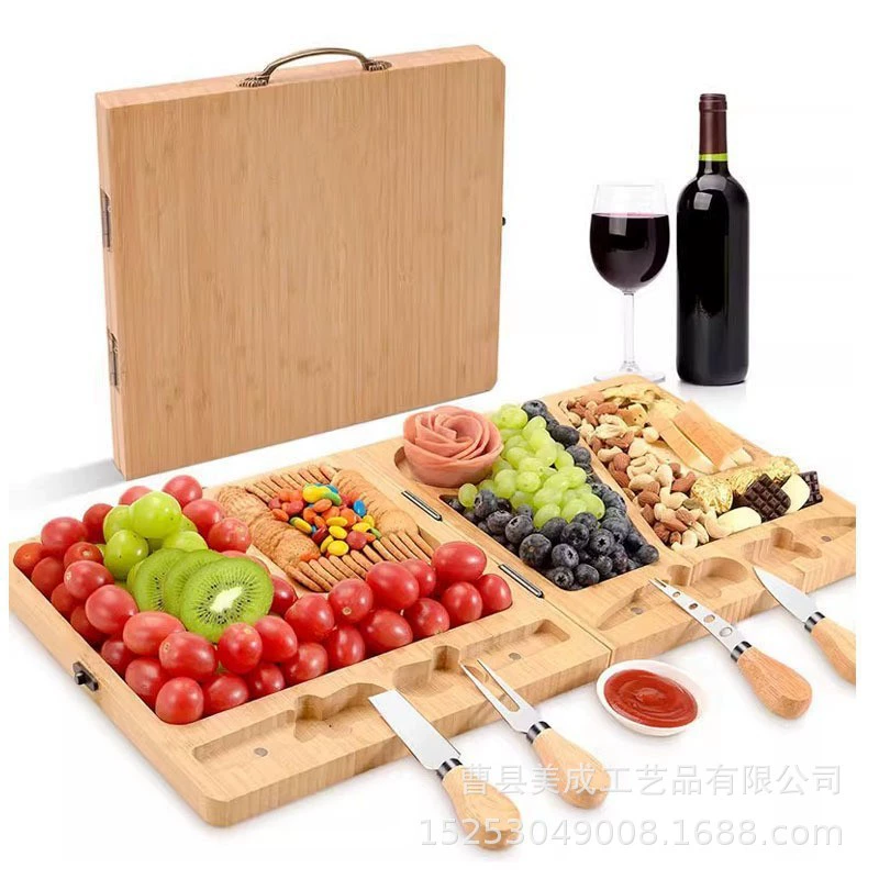 Трансграничная бамбуковая сырная разделочная доска Складная сырная доска и набор ножей Доска для приготовления пищи Доска для фруктового хлеба