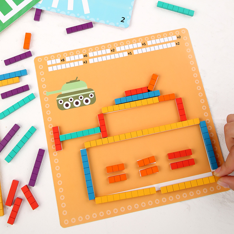 Educación temprana para niños, palo de madera creativo, rompecabezas digital, mejora la concentración, bloques de construcción interesantes para niños, rompecabezas creativo