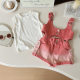 2025 summer new Korean girls Denim suspenders short sleeve shorts 3-piece girl cute suit 24353