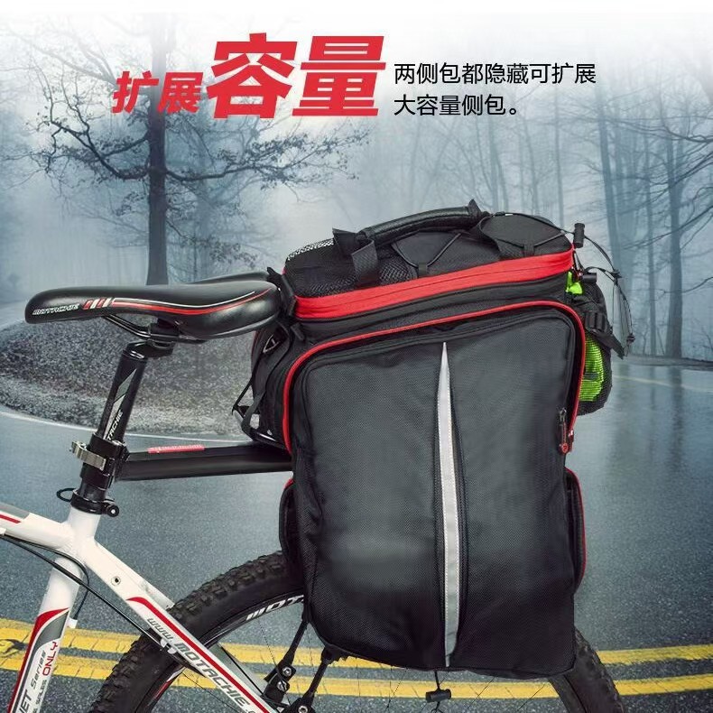 promend bolsa de bicicleta de gran capacidad de bicicleta de montaña vagón 2 en 1 estante trasero bolsa de cola con cubierta a prueba de lluvia