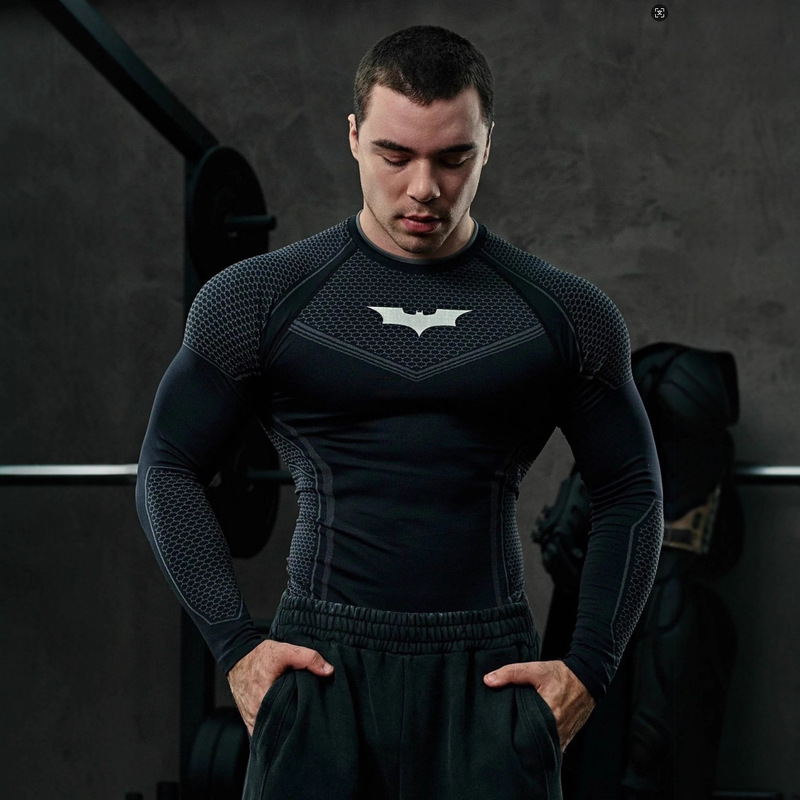 Youngla Cross-Border New Men's Tight-Fitting Long-Sleeved Jogger Sports Fitness Running Training Quick-Drying Printed T-Shirt