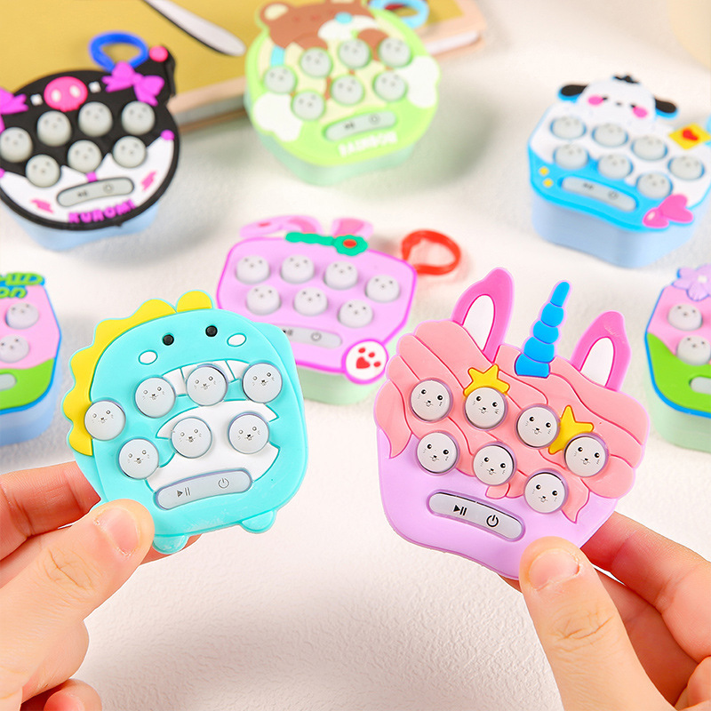 Cross-border Mini Hamster Cartoon Handheld Game Machine Press to Break Through the Pass Decompression Puzzle Fun Keychain Toy