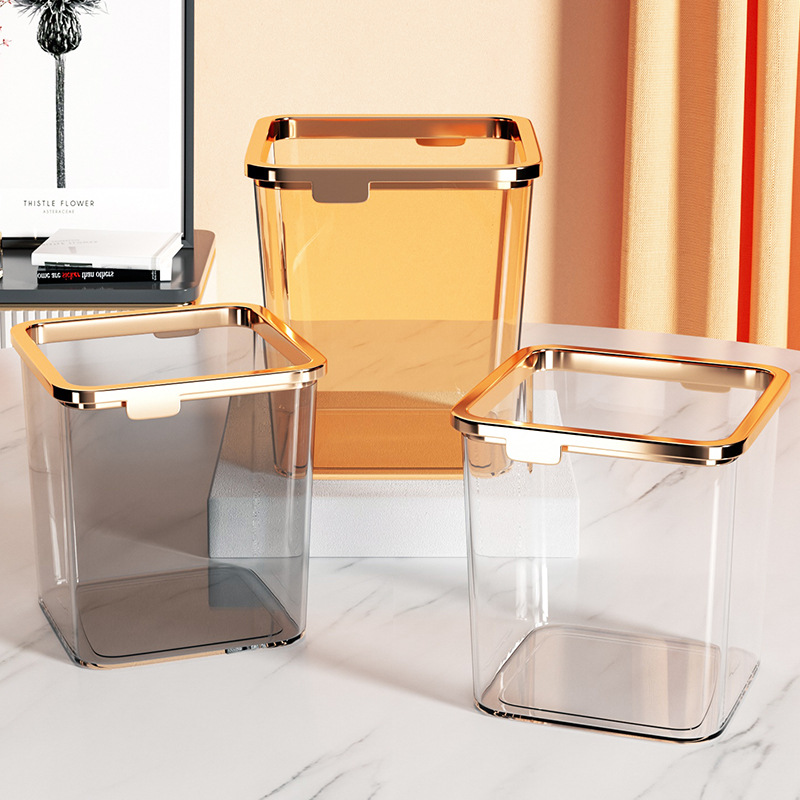Desktop Trash Can Light Luxury Nordic Style Kitchen Modern Simple Office Home Bed Transparent Mini Small Living Room