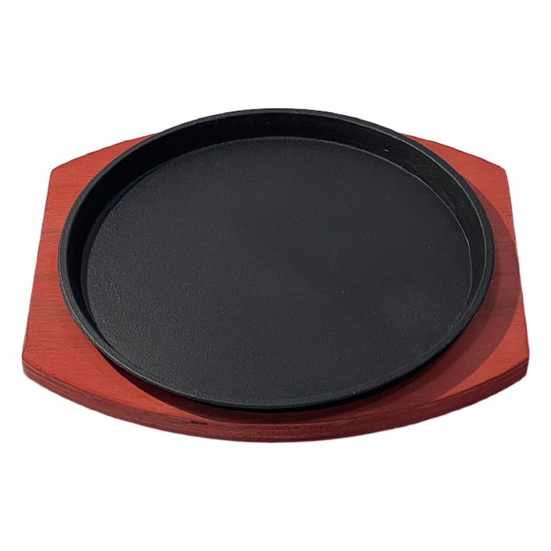 Factory Direct Supply cast iron baking pan Street steak Western style iron plate rice gas induction cooker round Commercial Iron Plate roast