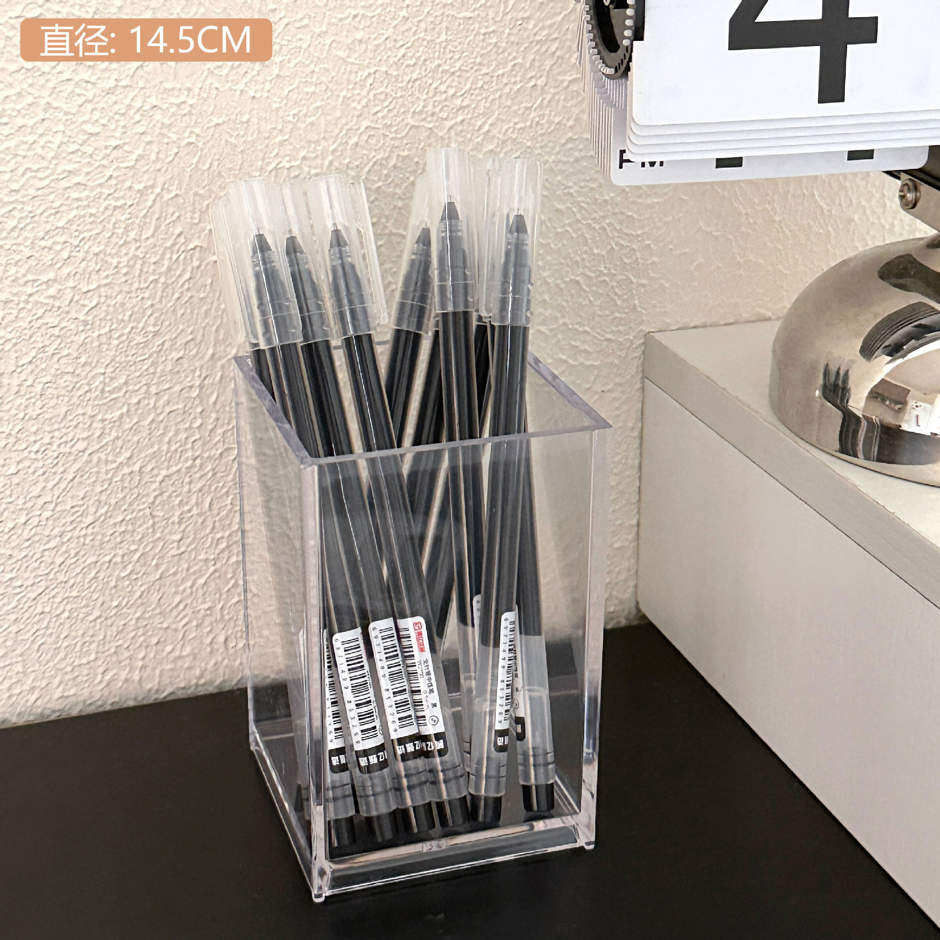 INS no impreso acrílico transparente titular de la pluma Escritorio de oficina papelería caja de almacenamiento estudiante maquillaje cepillo de almacenamiento cubo