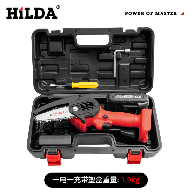Sierra de cadena eléctrica HiLDA sierra manual Mini Sierra de poda de registro eléctrica de litio con certificación completa