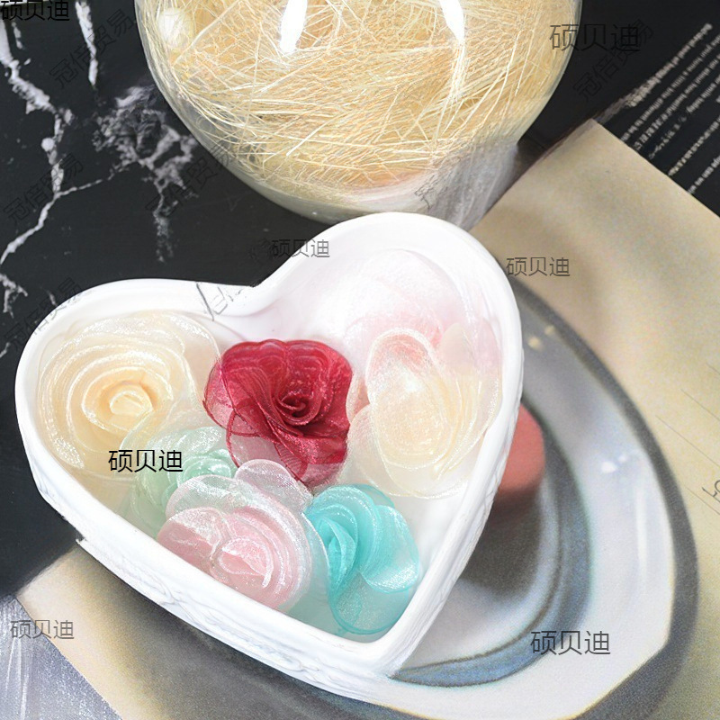 韩版十五片纱花雪纱布艺花烧边花 手装辅料发夹饰品配件|undefined