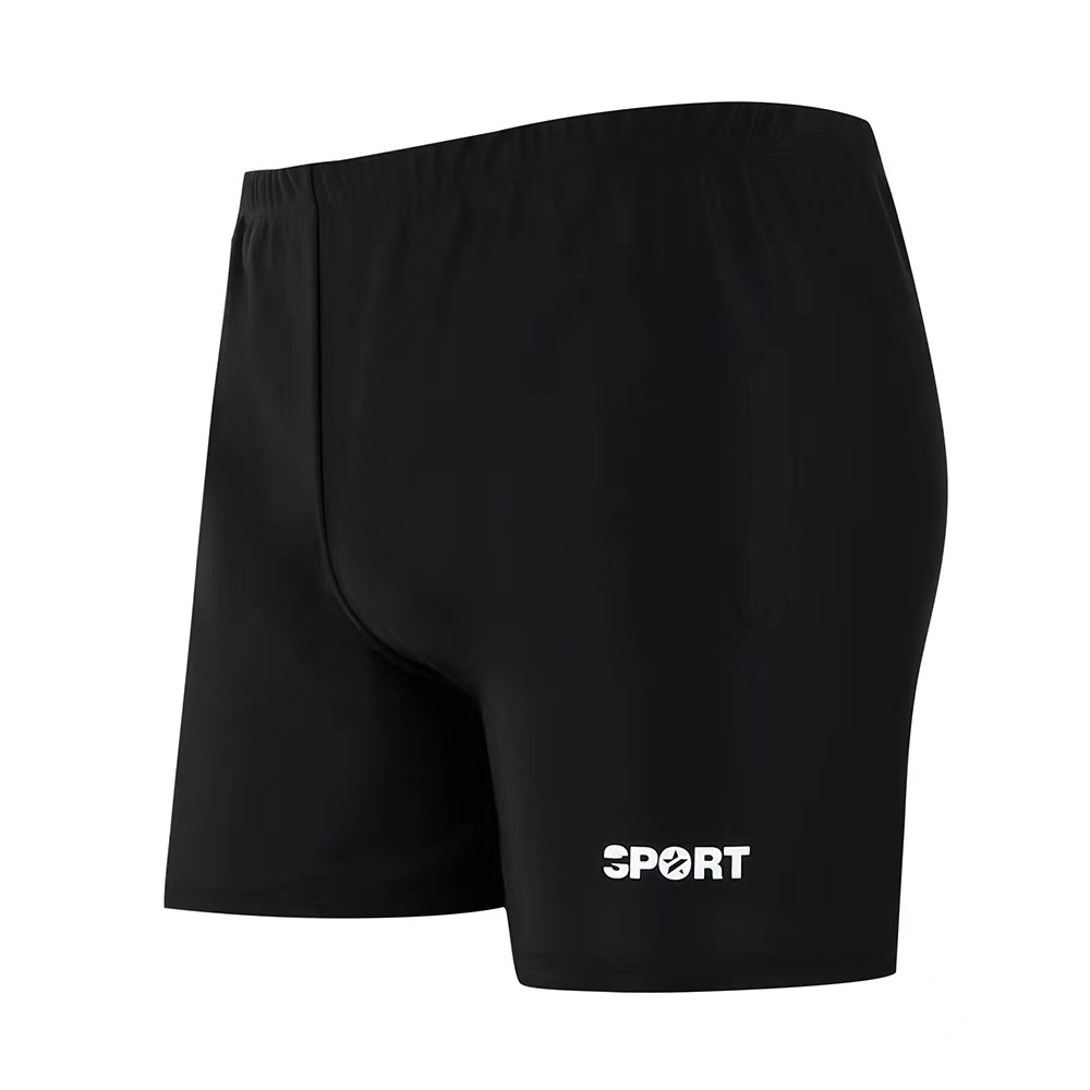 Summer Pure Black Swim Trunks Men's Flat Corner Closefitting Breathable Quick-drying Swimming Trunks Shaped Comfortable Fashionable Men's Swimming Trunks