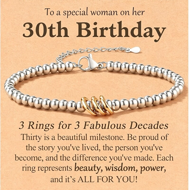 Inspirational Rose Gold Pendant Bracelet Gift Suitable for Birthday Greeting Cards for Women Aged 30, 50, and 60 Inspirational Rose Gold Pendant Bracelet Gift Suitable for Birthday Greeting Cards for Women Aged 30, 50, and 60