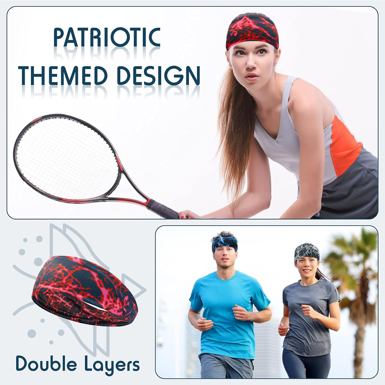 Transfronterizos de impresión de cabello deportivo para hombres mujeres fitness correr yoga antiperspirante pañuelo elástico ocio rayas de cabello cabeza