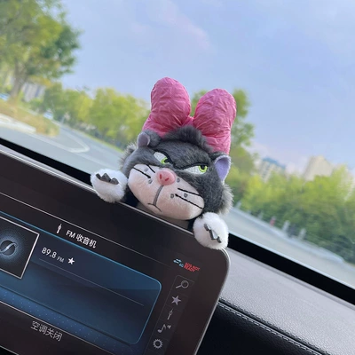 Lucifer Cat Fender Set Car Decoration Doll Car Wiper Rearview Mirror Car Ornaments Car Decoration (Sürətlər qutusu və əl tormozu başlıqları) - rose-bow-cat-screen-ornament-comes-with-free-traceless-paste