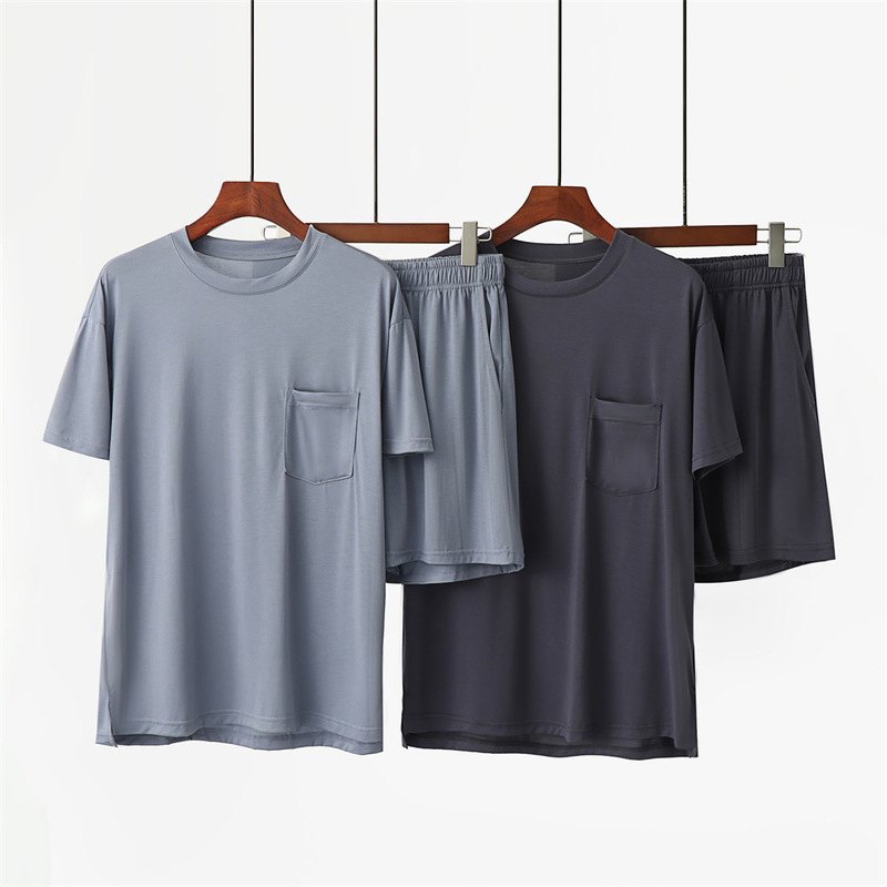 Coconut Oil Yousel Men's Pajamas Summer Thin Breathable Outer Wear Ice Silk Short Sleeve Shorts Home Clothes suit Coconut Oil Yousel Men's Pajamas Summer Thin Breathable Outer Wear Ice Silk Short Sleeve Shorts Home Clothes suit