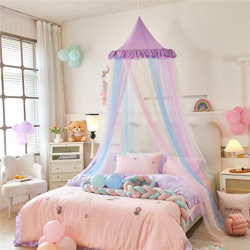 New Dust-Proof Ceiling Rainbow Dome Mosquito Net Princess Girl Bed Curtain Children's Ceiling Bed Tent Free of Installation